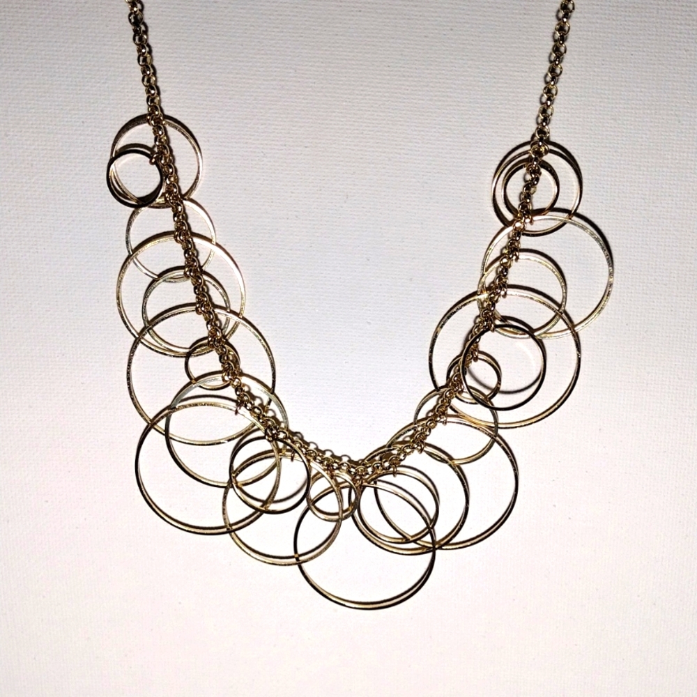 Beautiful Multiple Dangling Hoops Chain Necklace. - image 1